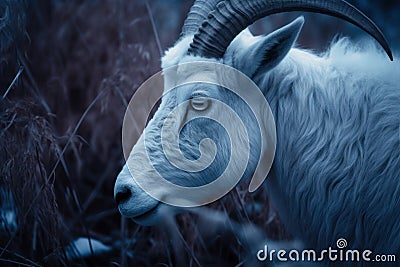 evocative portrait goat in the cold generative ai Stock Photo