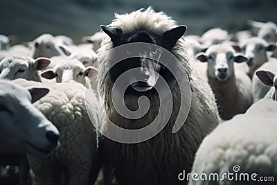 Wolf in sheep clothing. The Shepherd's Dilemma: Protecting the Flock. Hidden Motives Unveiled: The Wolf's Gambit. Stock Photo