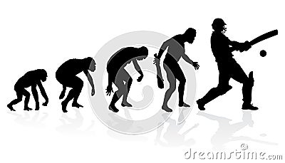 Evolution of a Cricket Player Vector Illustration