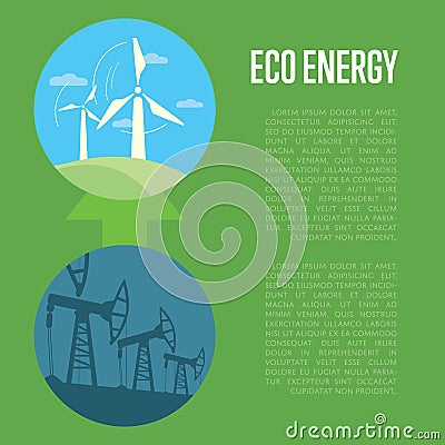 Evolution from industrial pollution to eco energy Vector Illustration