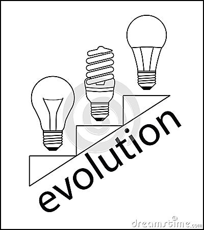 Evolution lamps. Cartoon Illustration