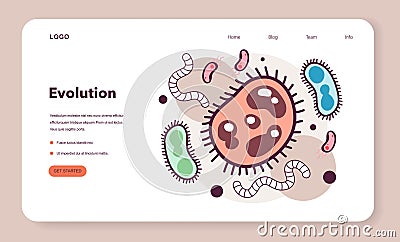 Evolution of life forms on Earth. First microorganisms, cells and bacterias. Vector Illustration