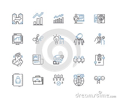 Evolution line icons collection. Adaption, Natural selection, Mutation, Speciation, Genetics, Fossilization, Taxonomy Vector Illustration