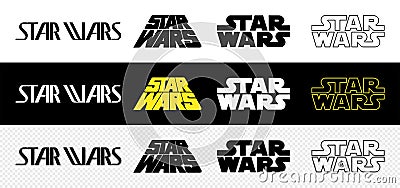 Evolution of Star Wars Logo, Vector editorial illustration Vector Illustration