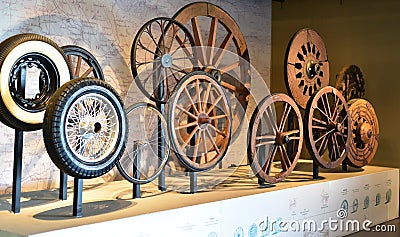 Evolution of wheels, history of wheels Editorial Stock Photo