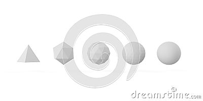Evolving sequence from pyramid to sphere over white background, evolution, development process or success concept Cartoon Illustration