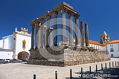 Temple of Diana. Evora. Portugal Editorial Stock Photo