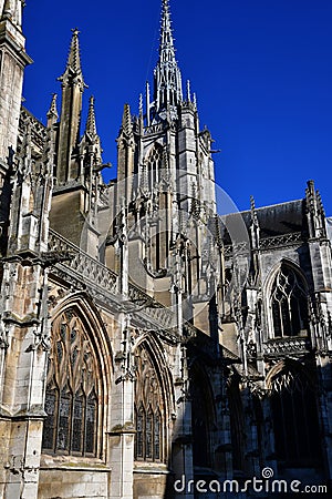 Evreux; France - january 17 2017 : gothic Notre Dame cathedral Editorial Stock Photo