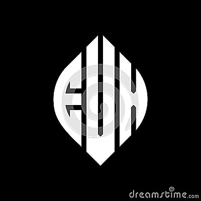 EVX circle letter logo design with circle and ellipse shape. EVX ellipse letters with typographic style. The three initials form a Vector Illustration