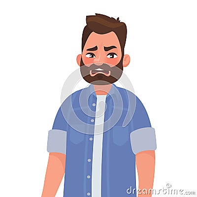 Ew. It`s so gross. Man shows an emotion of disgust. The concept Cartoon Illustration