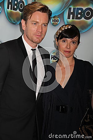 Ewan McGregor and wife at the HBO 2012 Golden Globe Awards Post Party, Beverly Hilton Hotel, Beverly Hills, CA 01-15-12 Editorial Stock Photo