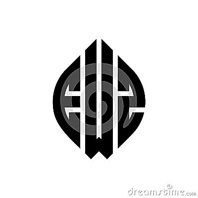 EWZ circle letter logo design with circle and ellipse shape. EWZ ellipse letters with typographic style. The three initials form a Vector Illustration