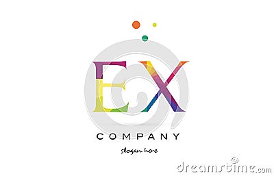 ex e x creative rainbow colors alphabet letter logo icon Vector Illustration