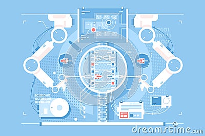 Exact edits room with infographic technologies Vector Illustration