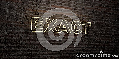 EXACT -Realistic Neon Sign on Brick Wall background - 3D rendered royalty free stock image Stock Photo