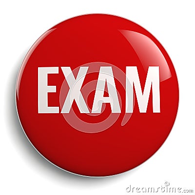 Exam Red Round Symbol Isolated Stock Photo