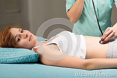 Examination of the abdomen Stock Photo