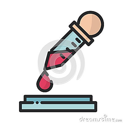 Examination blood dropper health care equipment medical line and fill icon Vector Illustration