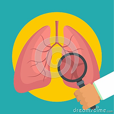 Examination of lungs icon, flat style Vector Illustration