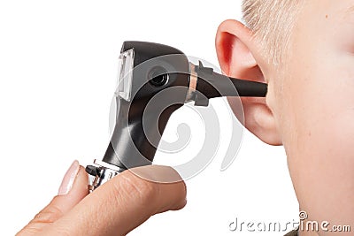 Examination with the otoscope Stock Photo