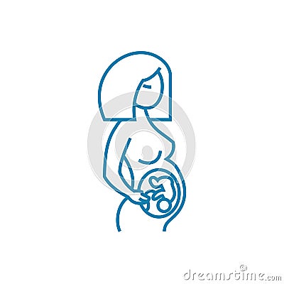 Examination of pregnant women linear icon concept. Examination of pregnant women line vector sign, symbol, illustration. Vector Illustration