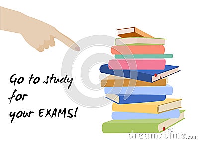 Examination test poster. Exam preparation. Vector Illustration