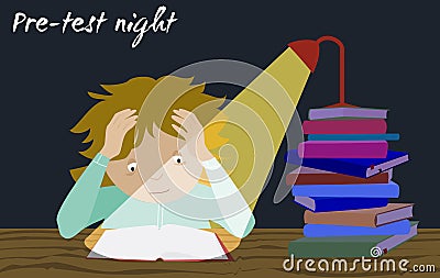 Examination test preparation. Exam student stress. Vector Illustration