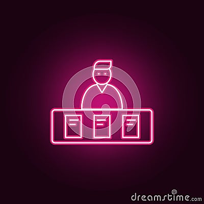 examiner icon. Elements of interview in neon style icons. Simple icon for websites, web design, mobile app, info graphics Stock Photo