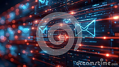 Examining the Email Inbox for Malware Virus Messages Revealing Hacker Activity. Concept Email Stock Photo