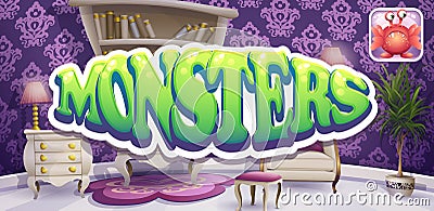 Example of the boot screen for computer games Monsters Vector Illustration