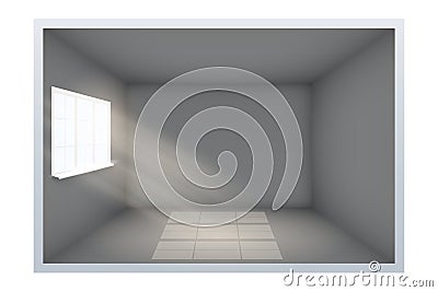 Example of empty dark room with window. Vector Illustration