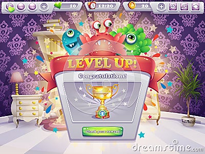 Example of the game window receiving award Vector Illustration