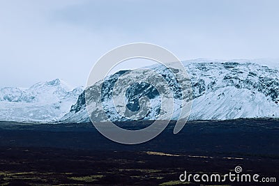 Large Ice Rock Mountain View from Thingvellir, Iceland Stock Photo