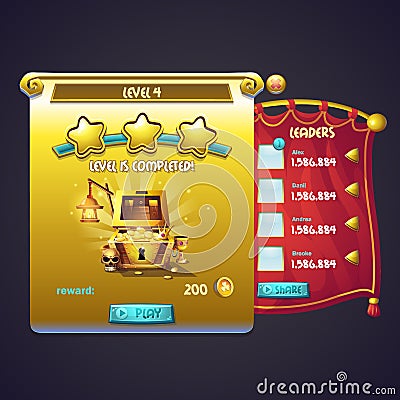Example of the job window to the level of a computer game Vector Illustration