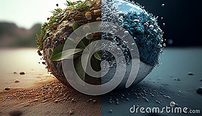example planet climate change .Pollution problem and overpopulation .Generative AI Stock Photo