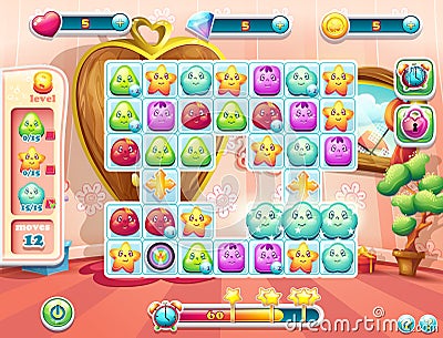 Example of the playing field and the user interface for the game Vector Illustration