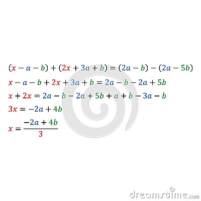 An example of solving an algebraic parametric equation with one variable fraction and integers Vector Illustration