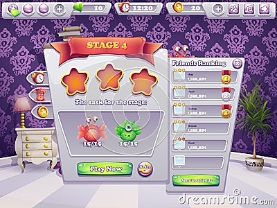 Example of tasks to perform at the level of a computer game monsters Vector Illustration
