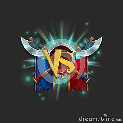 Example user interface of game loading level. Window victory with coat of arms. Vector Illustration