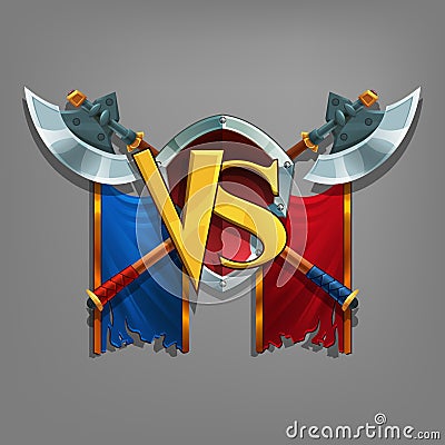 Example user interface of game. Window victory with coat of arms. Vector Illustration