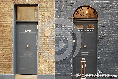 Victorian doorways in London`s East End Editorial Stock Photo