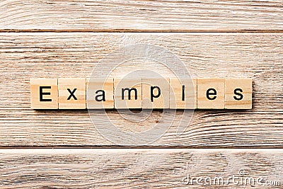 Examples word written on wood block. examples text on table, concept Stock Photo