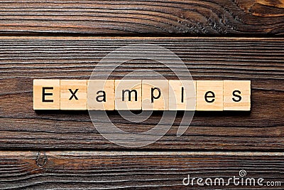 Examples word written on wood block. examples text on table, concept Stock Photo