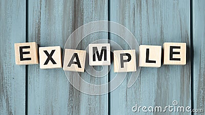 examples word written on wood block. examples text on table Stock Photo