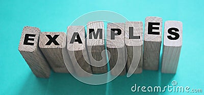 Examples word written on wooden blocks. Education or storytelling marketing concept Stock Photo