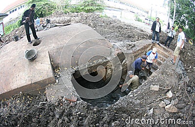Excavating bunker Editorial Stock Photo