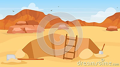 Excavation flat vector illustration Vector Illustration