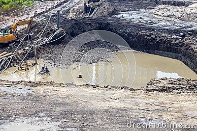Excavation pit with groundwater Stock Photo