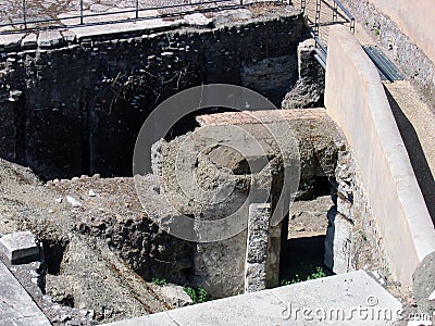 Excavations on the site of the ancient Roman forum, the cultural layer Stock Photo