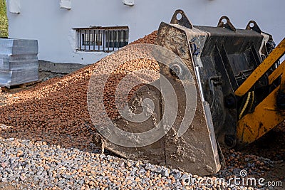 Bulldozer bucket on construction site Stock Photo